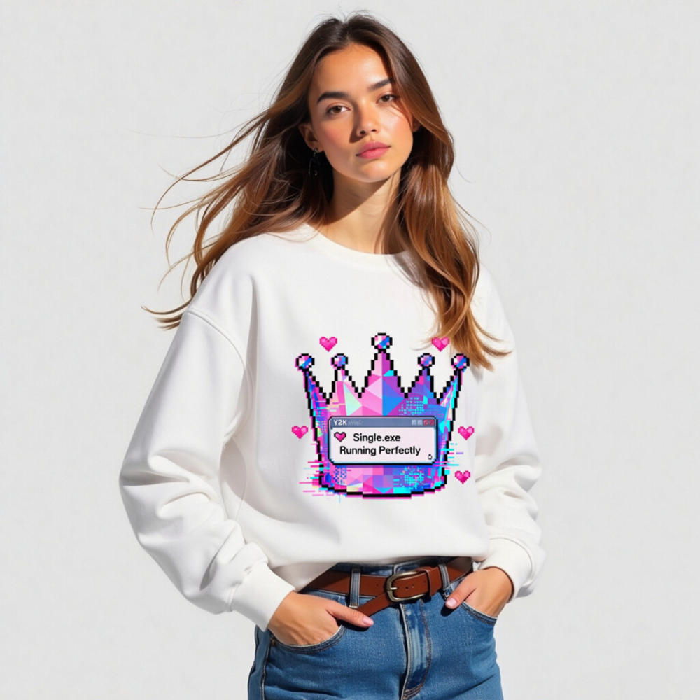 Unisex Organic Sweatshirt | Pixel Crown & Single.exe Running Perfectly Design - Image 5