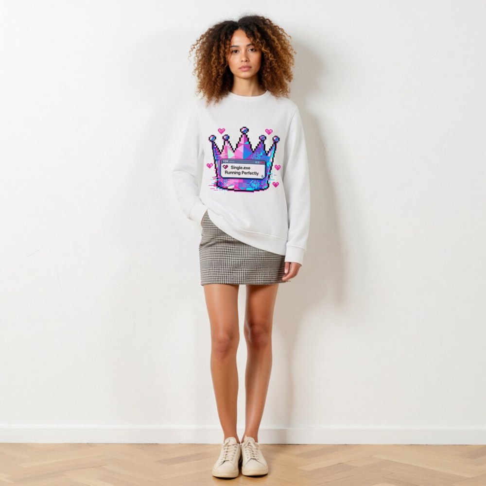 Unisex Organic Sweatshirt | Pixel Crown & Single.exe Running Perfectly Design - Image 6