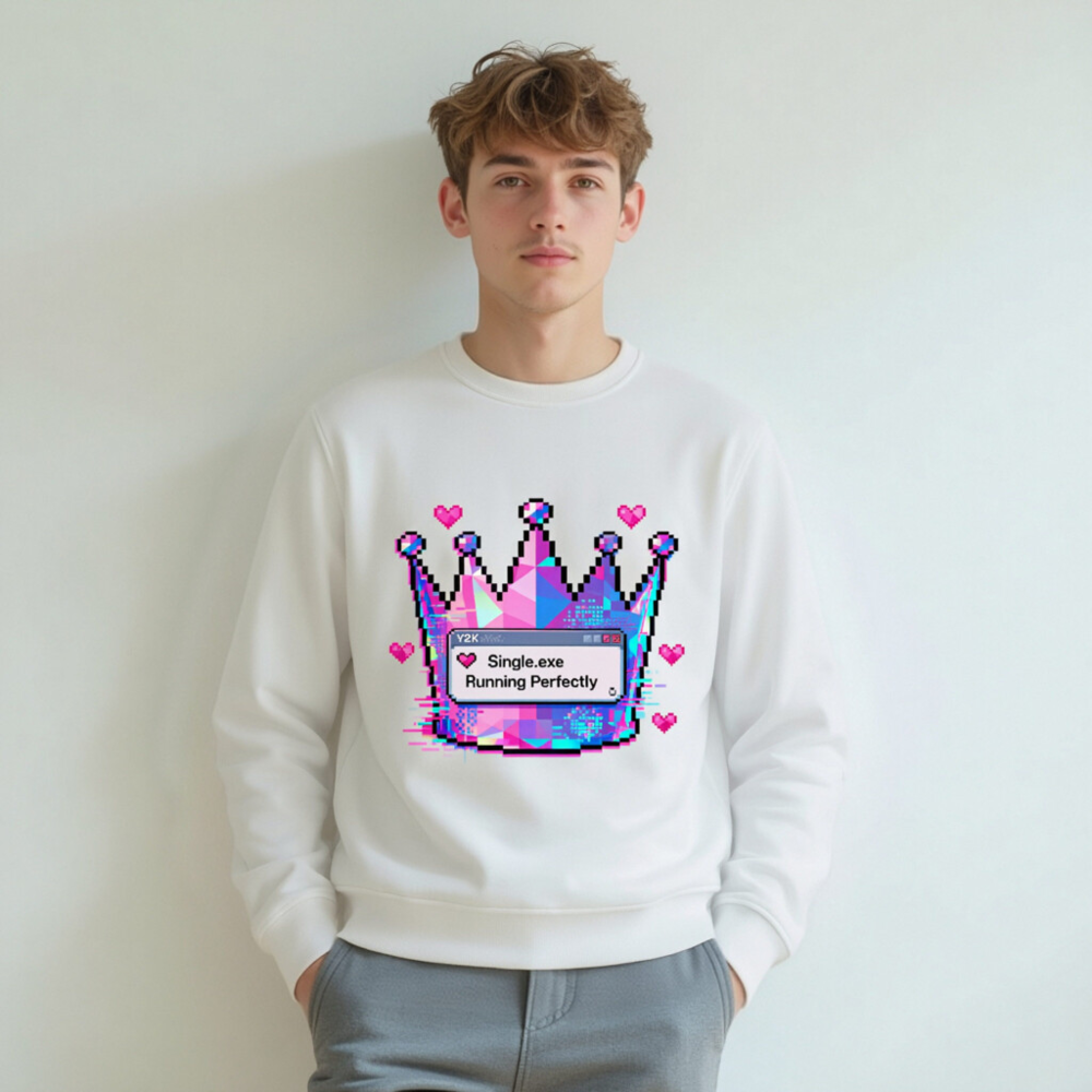 Unisex Organic Sweatshirt | Pixel Crown & Single.exe Running Perfectly Design - Image 7