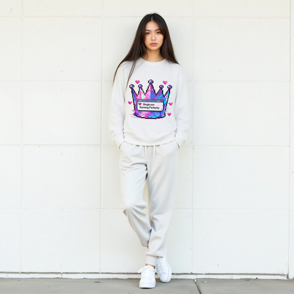 Unisex Organic Sweatshirt | Pixel Crown & Single.exe Running Perfectly Design - Image 8