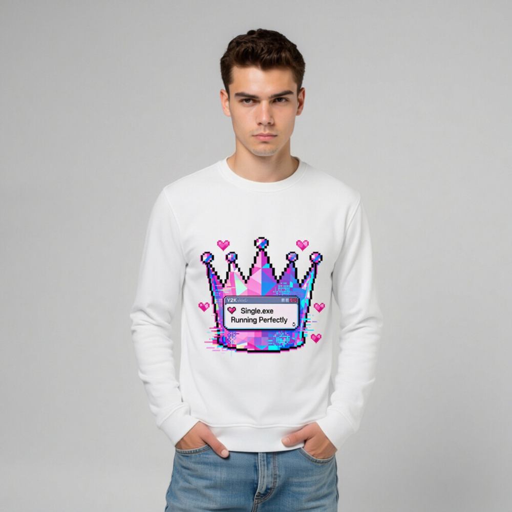 Unisex Organic Sweatshirt | Pixel Crown & Single.exe Running Perfectly Design - Image 9