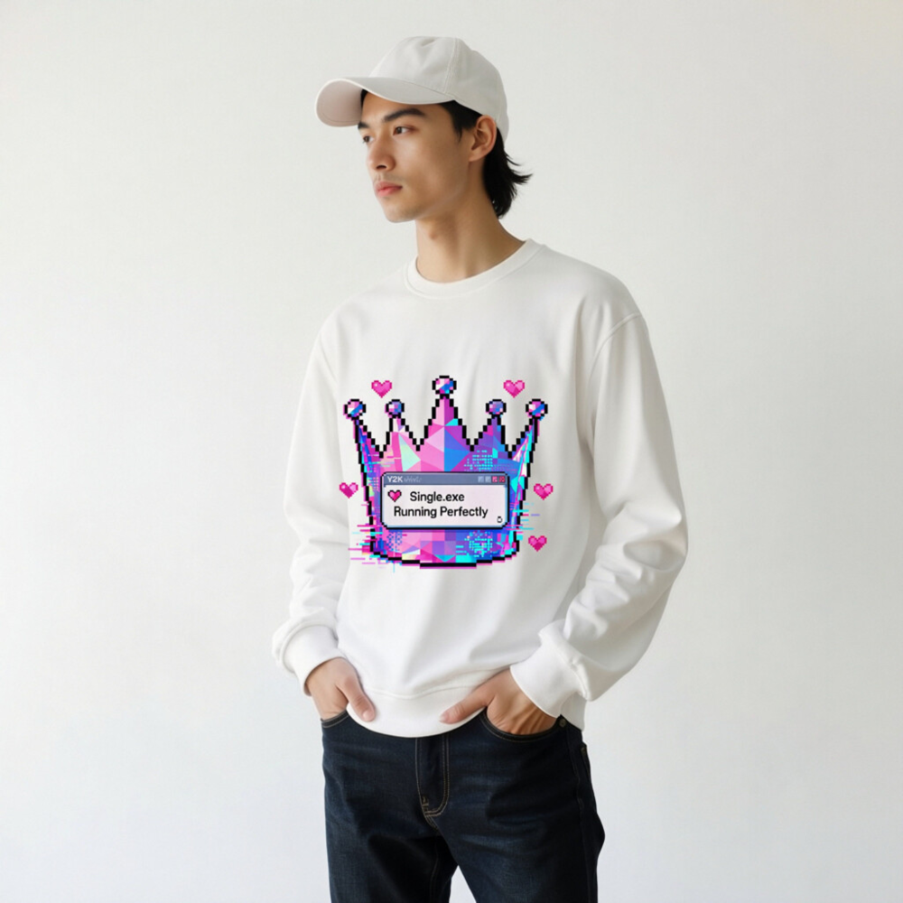 Unisex Organic Sweatshirt | Pixel Crown & Single.exe Running Perfectly Design - Image 11
