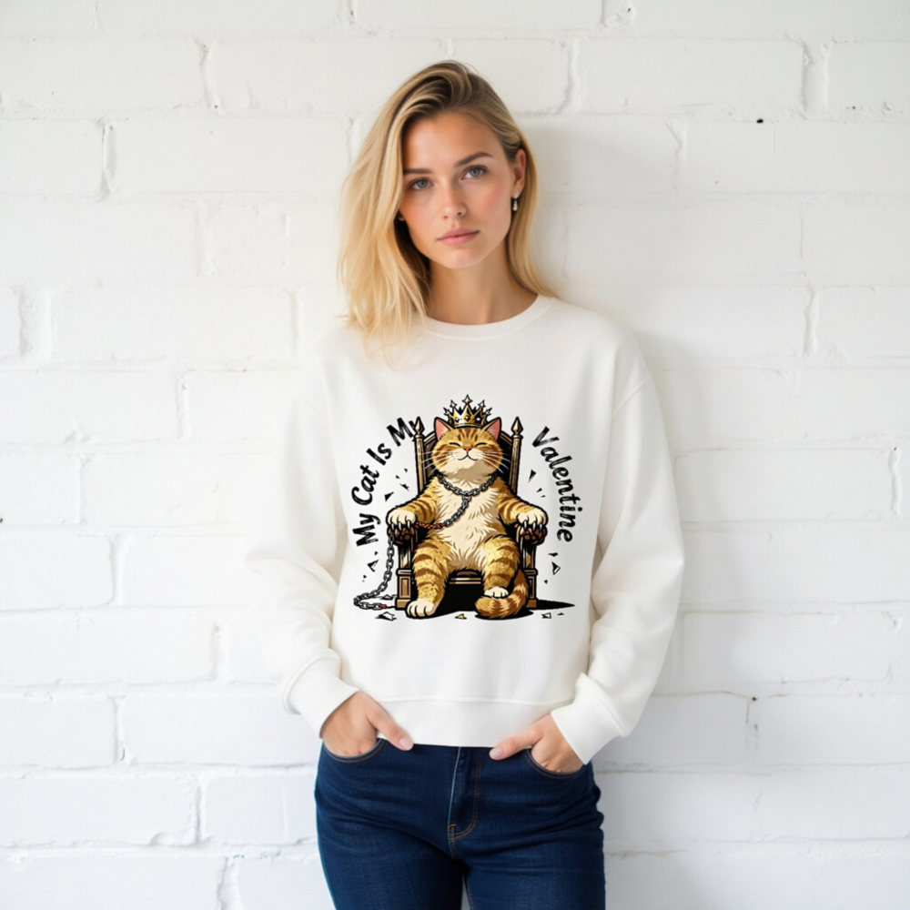 My Cat Is My Valentine Unisex Organic Sweatshirt - Image 2