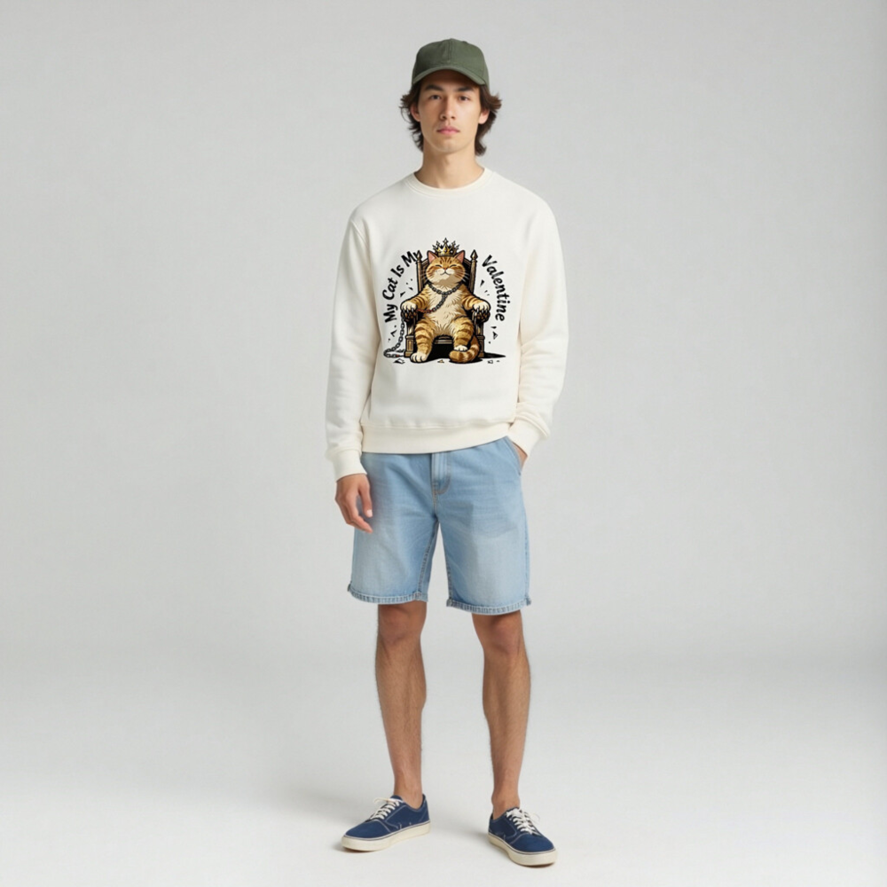 My Cat Is My Valentine Unisex Organic Sweatshirt - Image 3