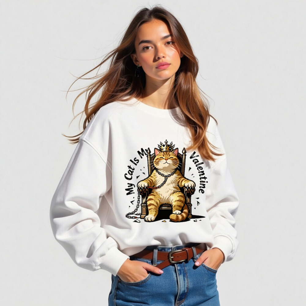 My Cat Is My Valentine Unisex Organic Sweatshirt - Image 5