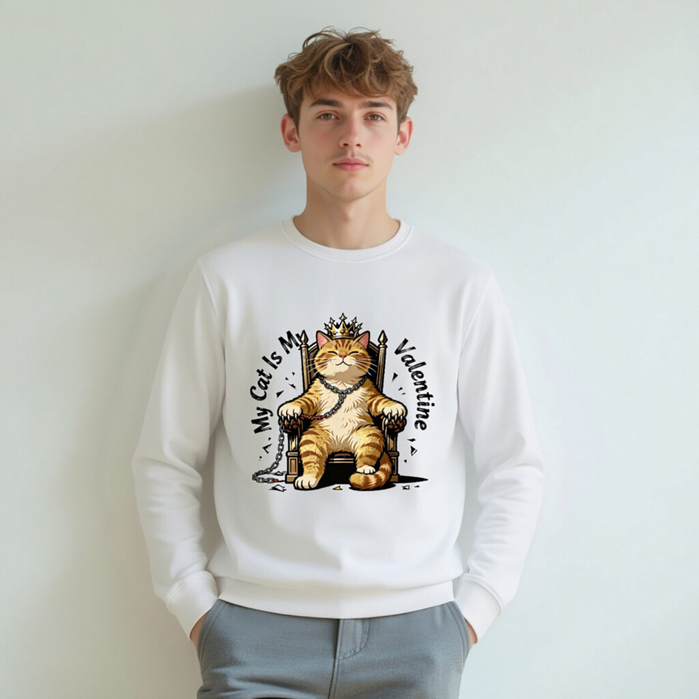 My Cat Is My Valentine Unisex Organic Sweatshirt - Image 7