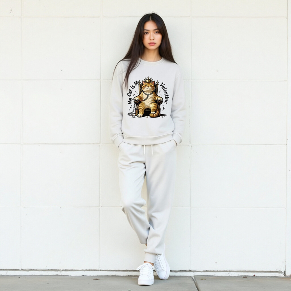 My Cat Is My Valentine Unisex Organic Sweatshirt - Image 8