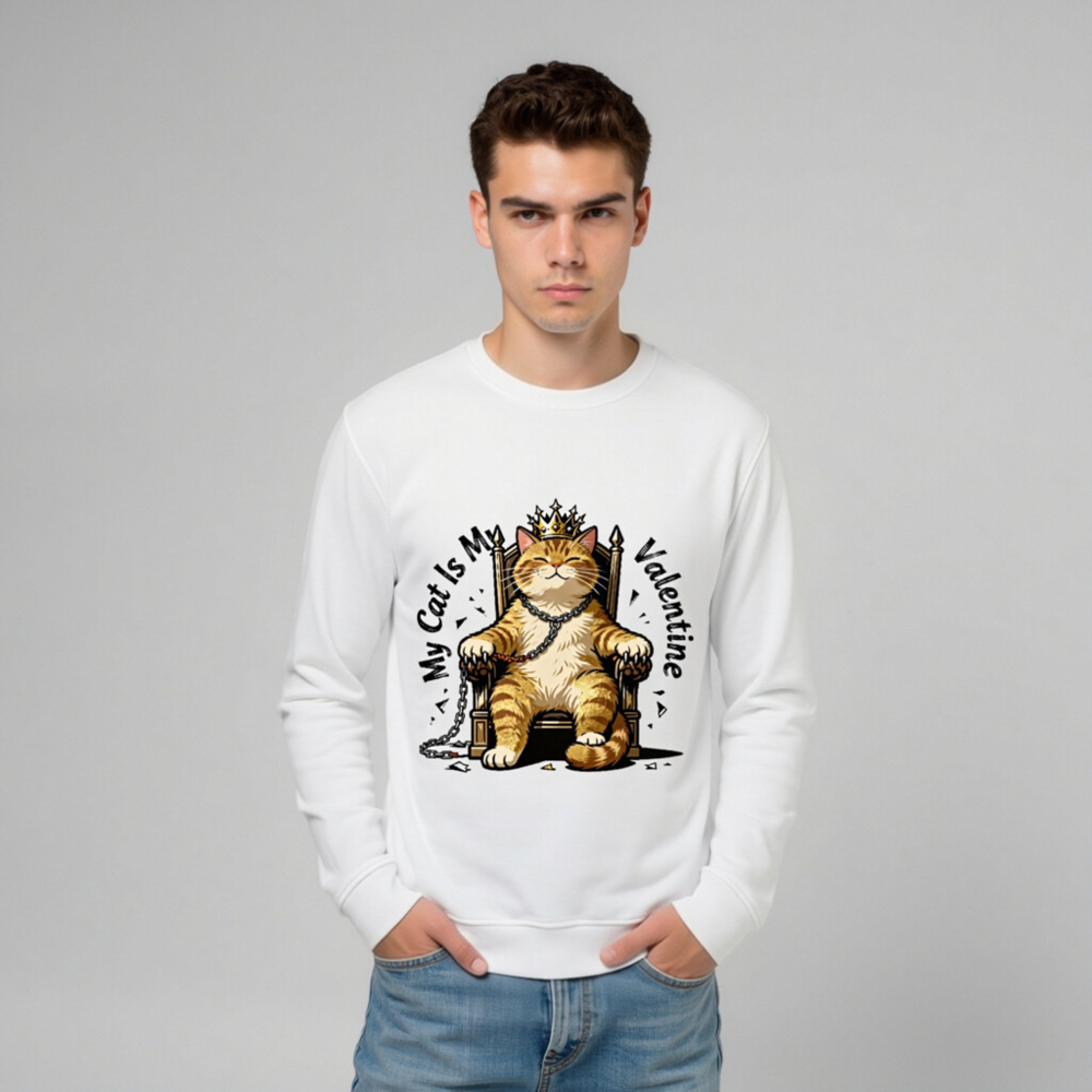 My Cat Is My Valentine Unisex Organic Sweatshirt - Image 9