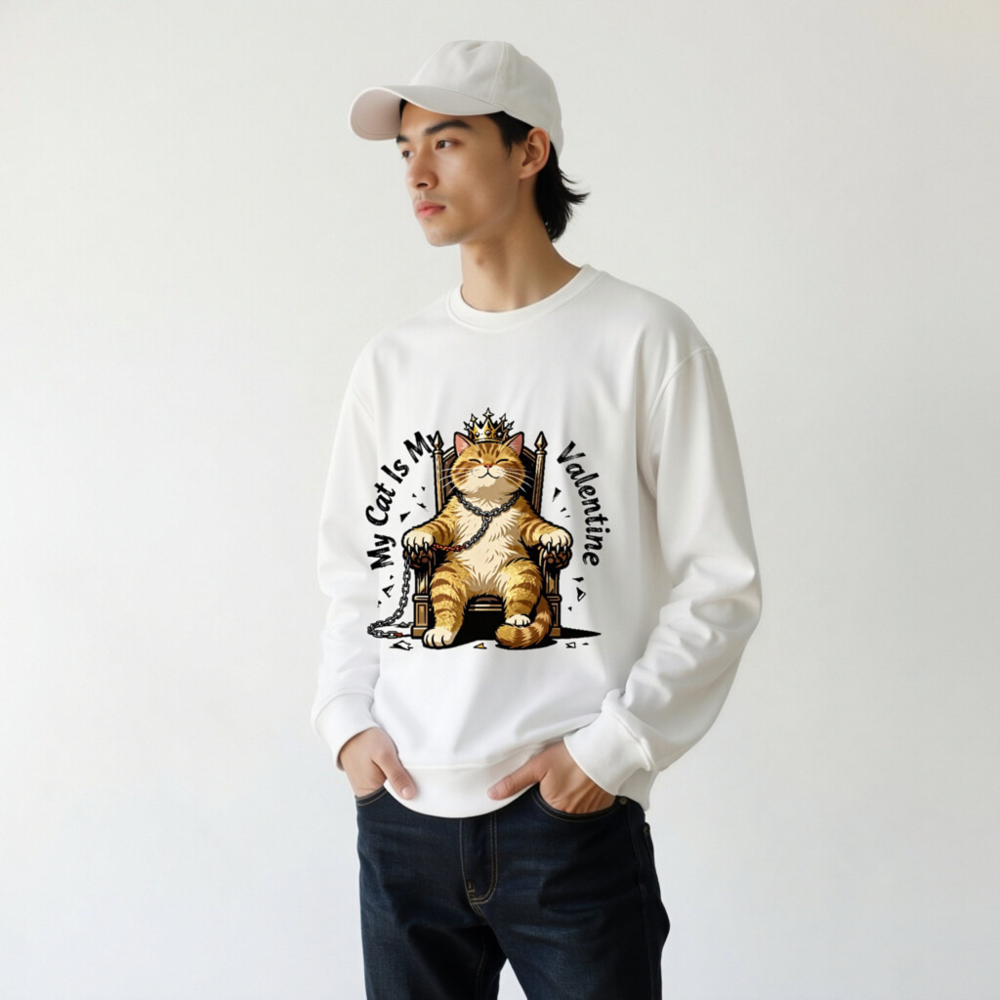 My Cat Is My Valentine Unisex Organic Sweatshirt - Image 11