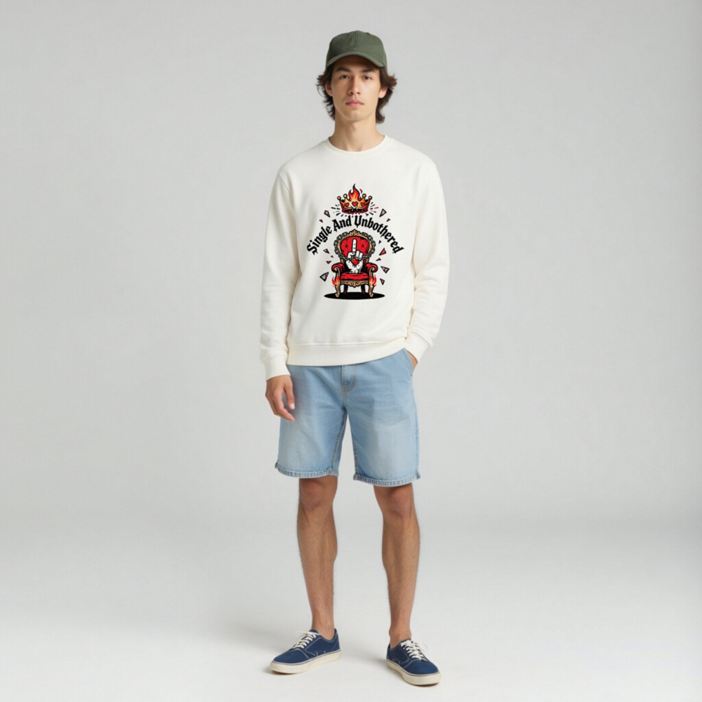 Unisex Organic Sweatshirt | Single And Unbothered Crown Throne Design - Image 3