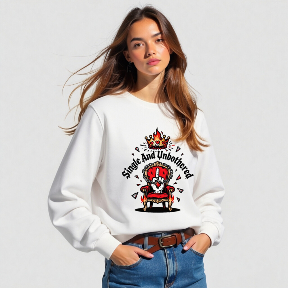 Unisex Organic Sweatshirt | Single And Unbothered Crown Throne Design - Image 5