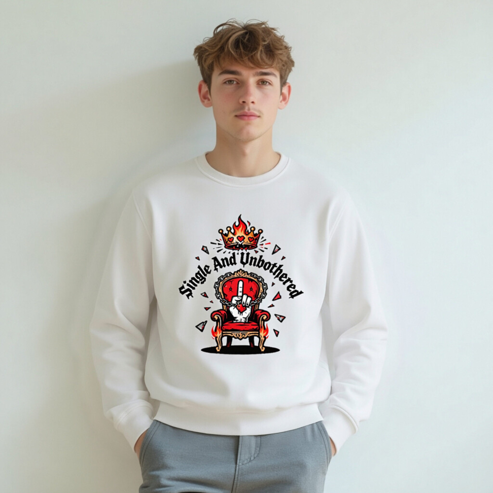 Unisex Organic Sweatshirt | Single And Unbothered Crown Throne Design - Image 7