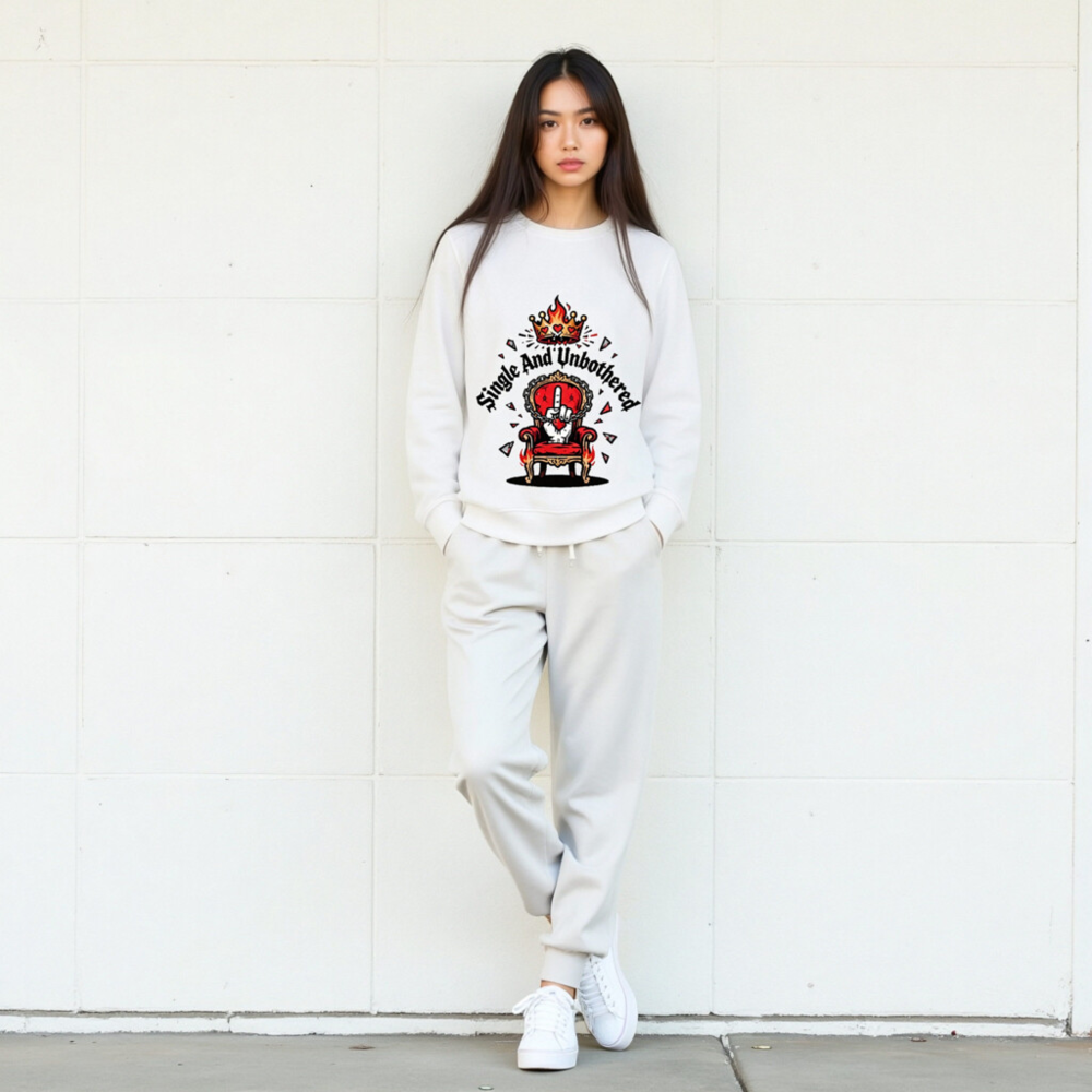 Unisex Organic Sweatshirt | Single And Unbothered Crown Throne Design - Image 8