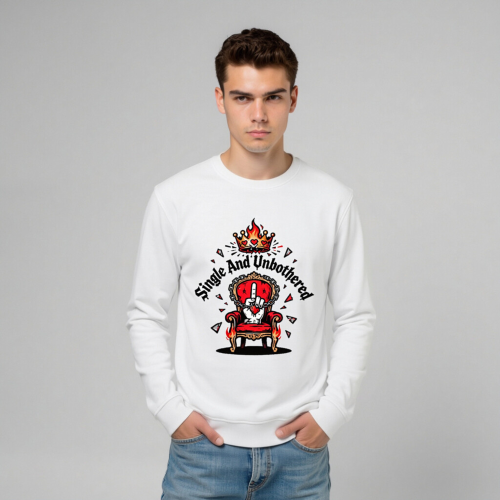 Unisex Organic Sweatshirt | Single And Unbothered Crown Throne Design - Image 9