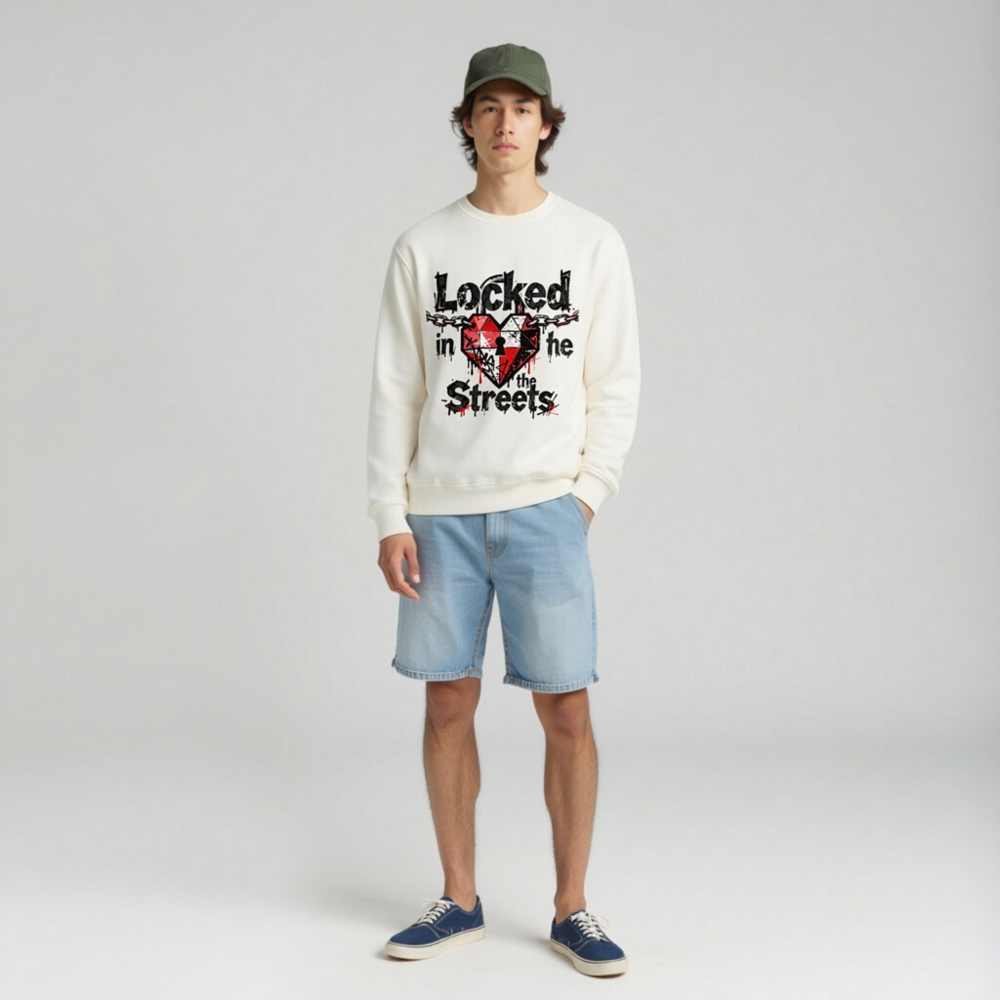 Unisex Organic Sweatshirt | Locked in the Streets Heart & Chain Design - Image 3