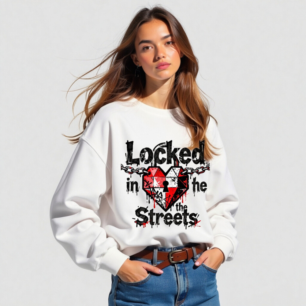 Unisex Organic Sweatshirt | Locked in the Streets Heart & Chain Design - Image 5