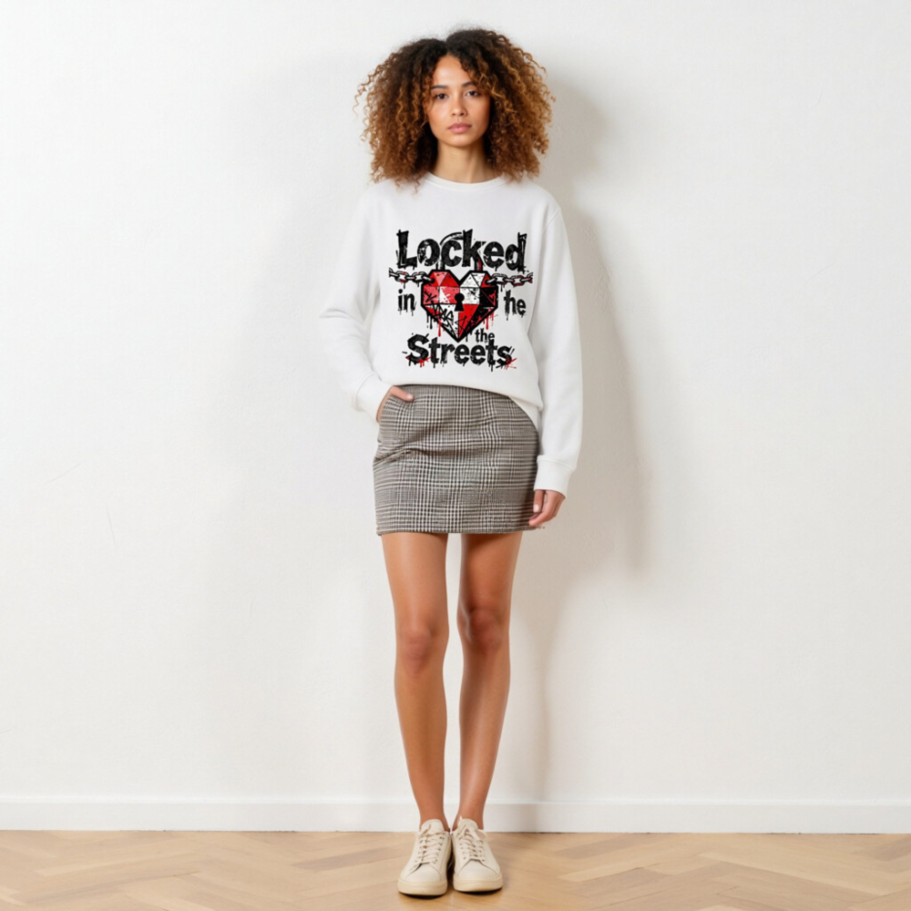 Unisex Organic Sweatshirt | Locked in the Streets Heart & Chain Design - Image 6