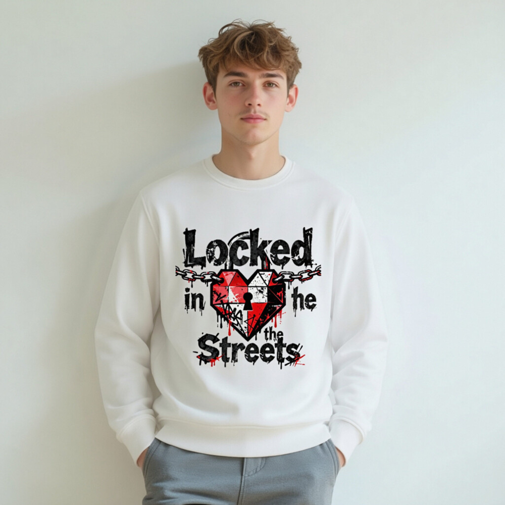 Unisex Organic Sweatshirt | Locked in the Streets Heart & Chain Design - Image 7