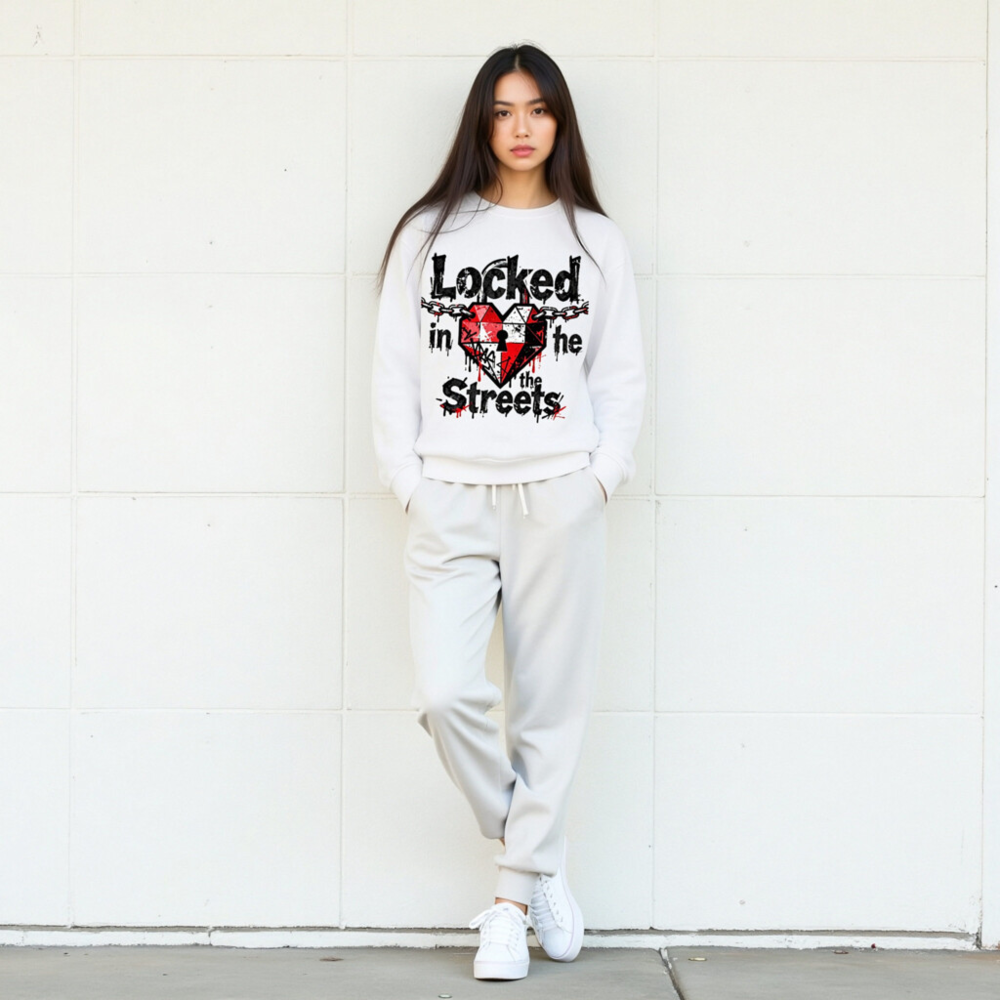 Unisex Organic Sweatshirt | Locked in the Streets Heart & Chain Design - Image 8