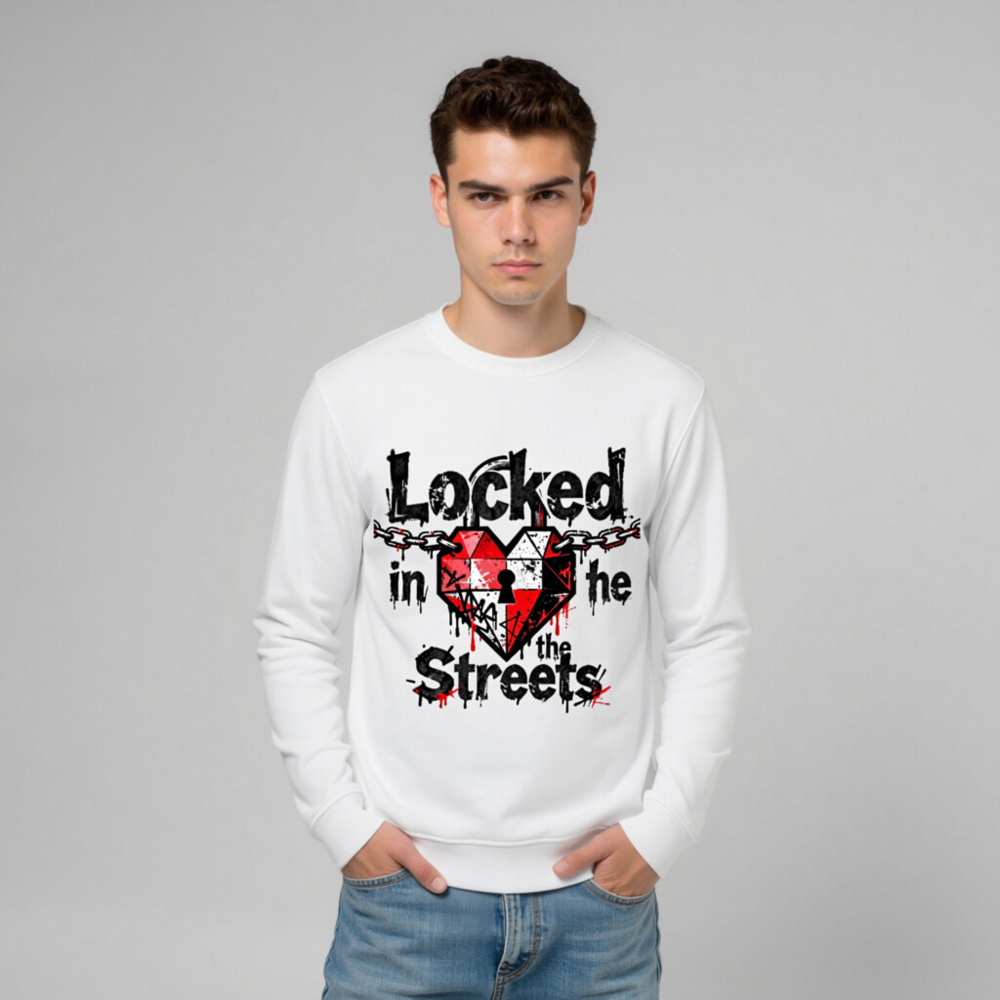 Unisex Organic Sweatshirt | Locked in the Streets Heart & Chain Design - Image 9