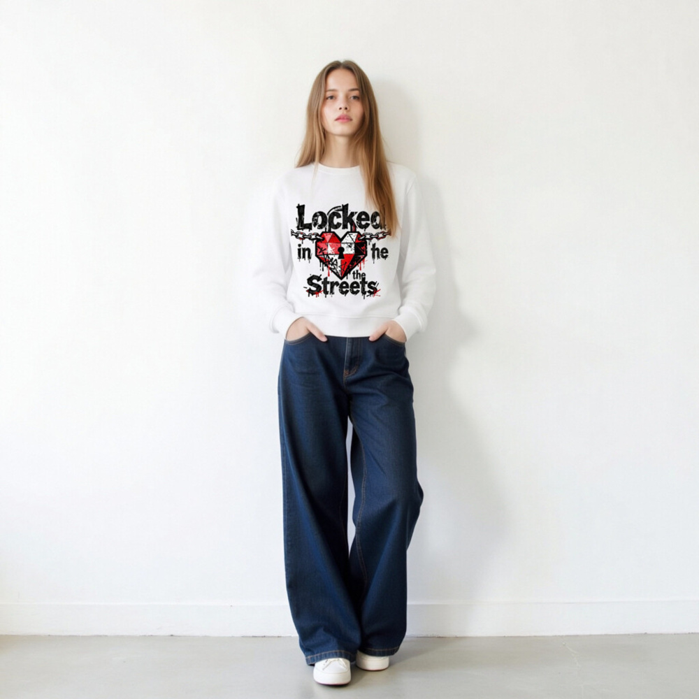 Unisex Organic Sweatshirt | Locked in the Streets Heart & Chain Design - Image 10