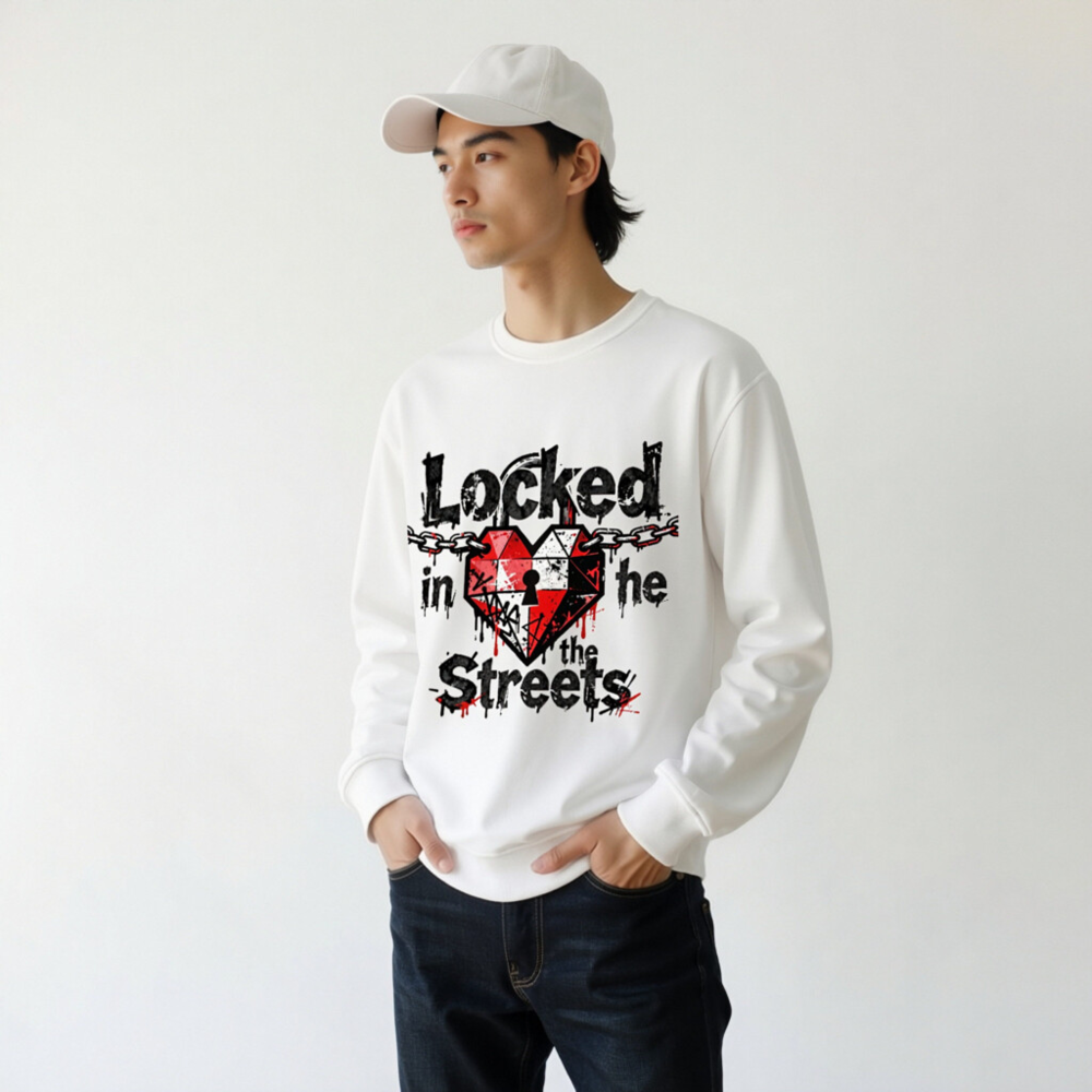 Unisex Organic Sweatshirt | Locked in the Streets Heart & Chain Design - Image 11