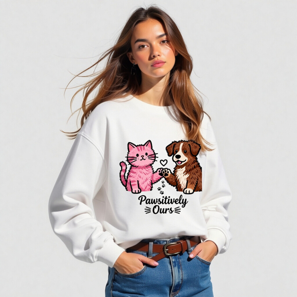 Unisex Organic Sweatshirt | Pawositively Ours Cat & Dog Design - Image 5