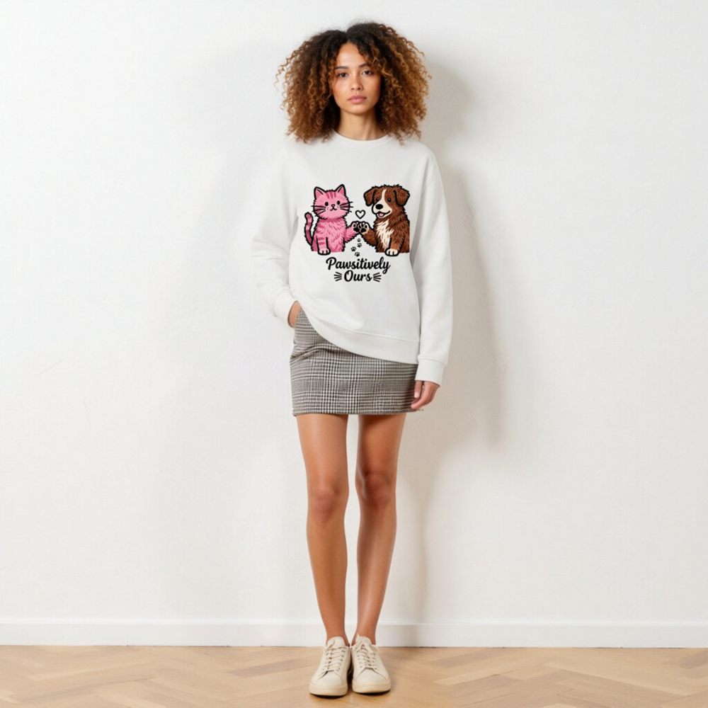 Unisex Organic Sweatshirt | Pawositively Ours Cat & Dog Design - Image 6
