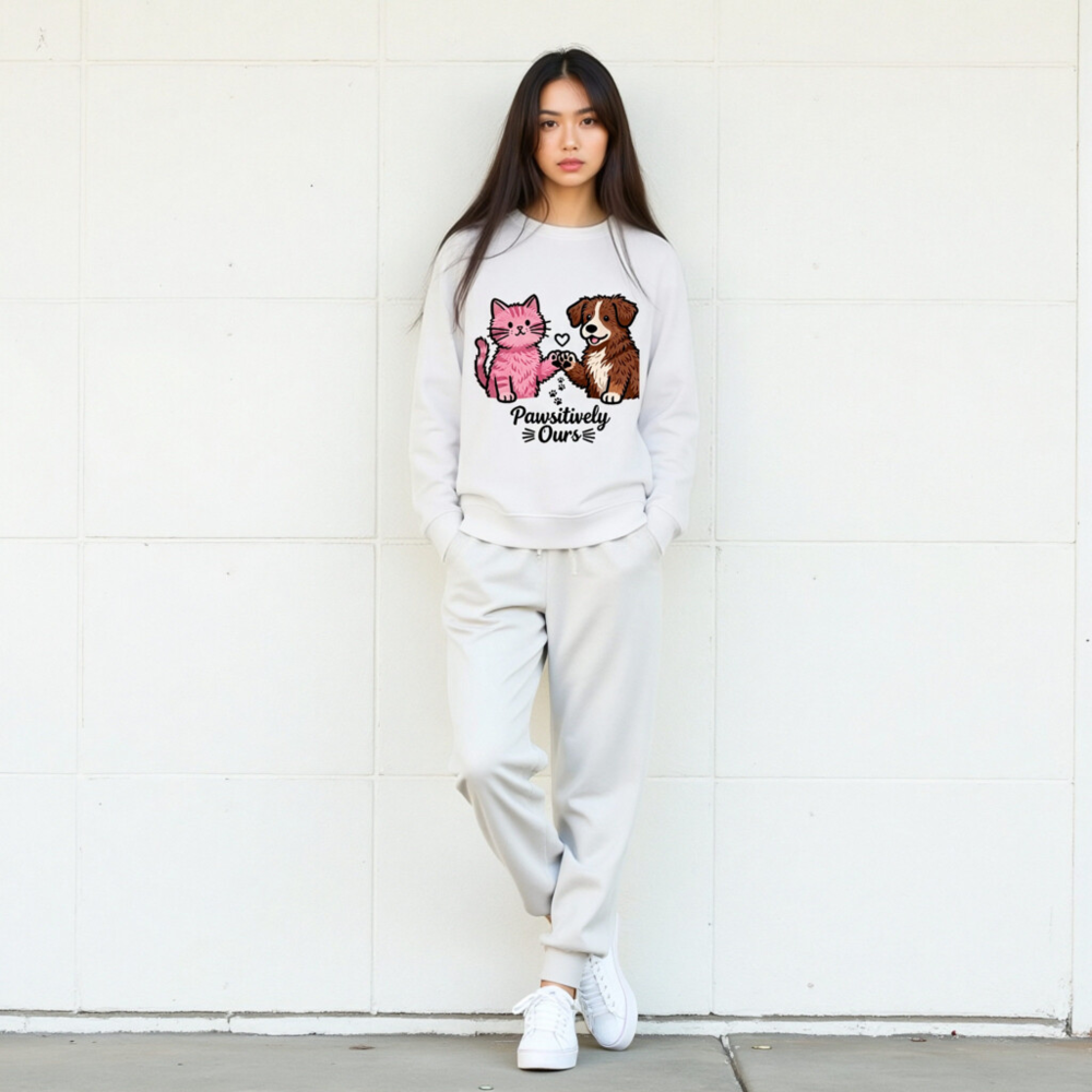 Unisex Organic Sweatshirt | Pawositively Ours Cat & Dog Design - Image 8