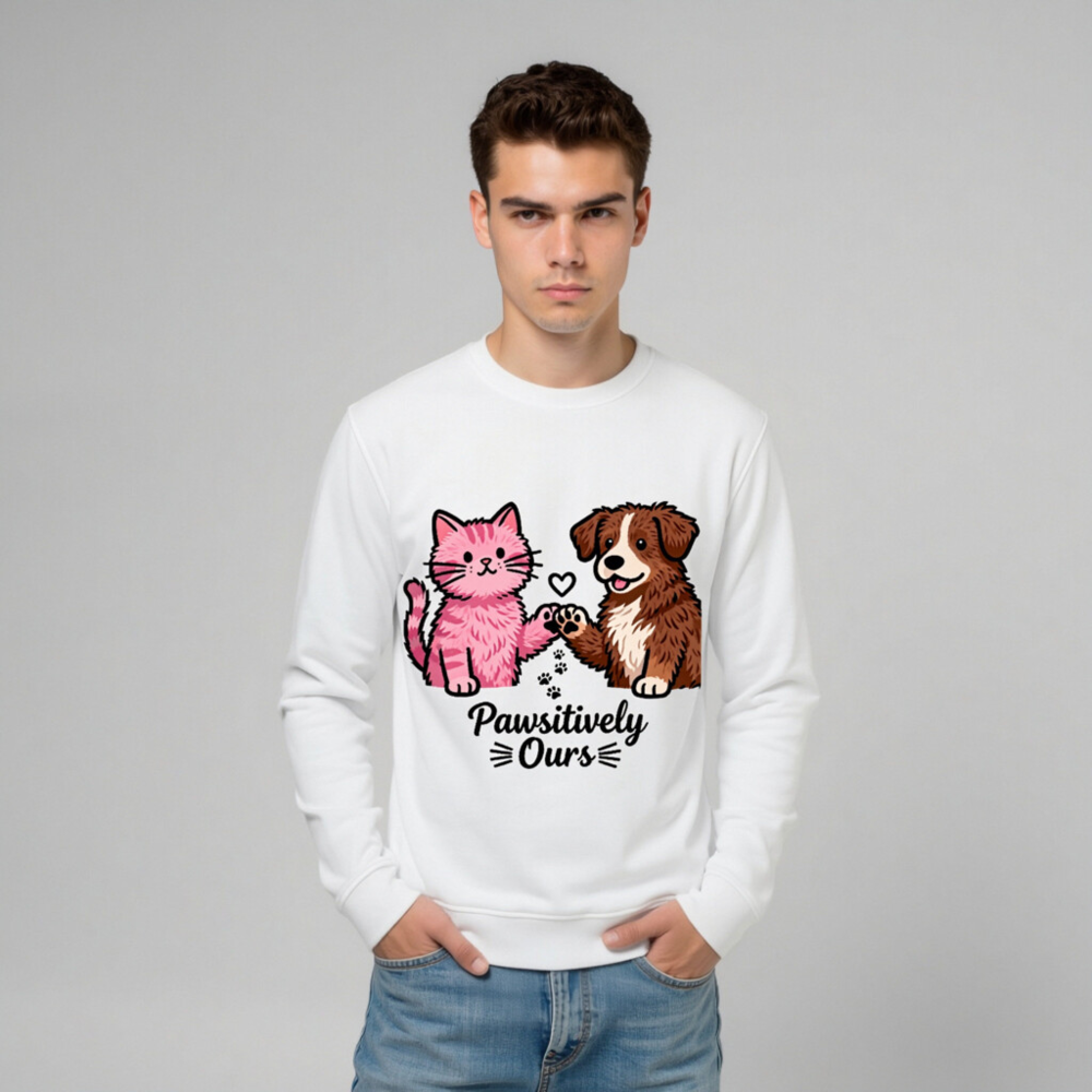 Unisex Organic Sweatshirt | Pawositively Ours Cat & Dog Design - Image 9