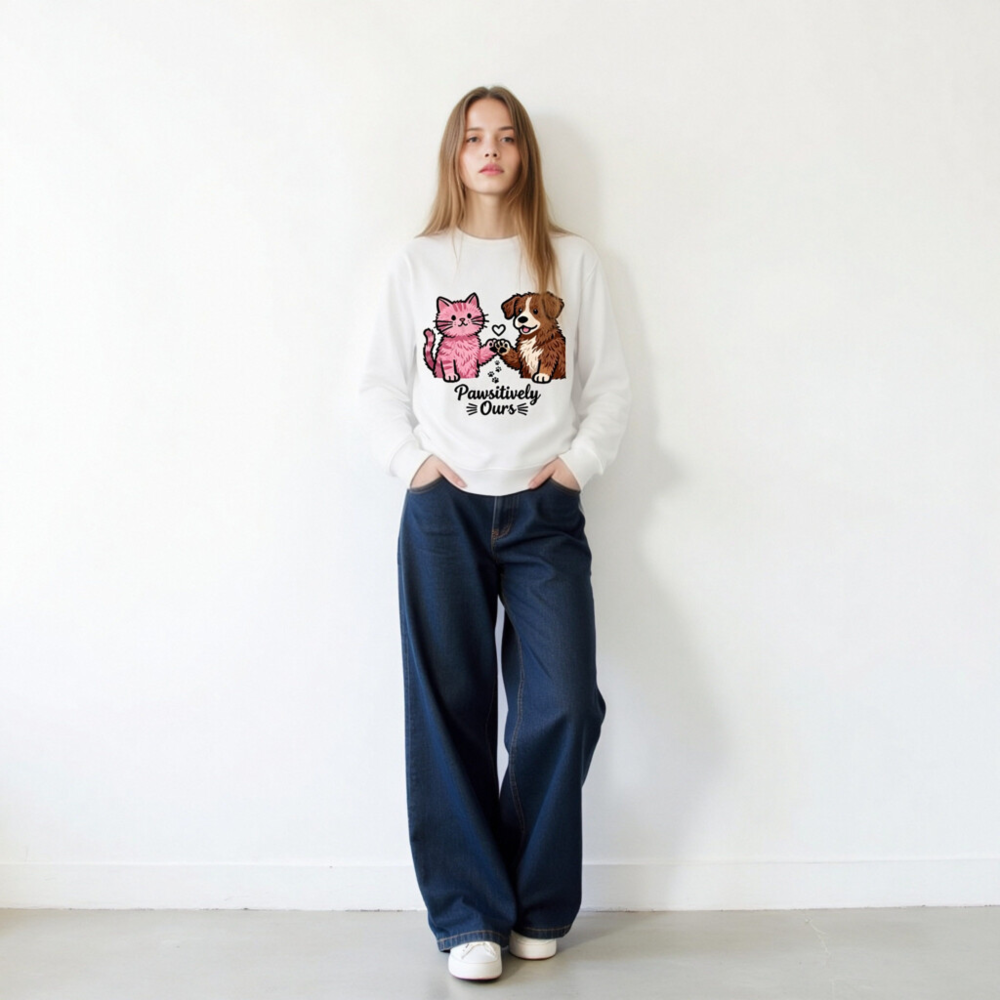 Unisex Organic Sweatshirt | Pawositively Ours Cat & Dog Design - Image 10