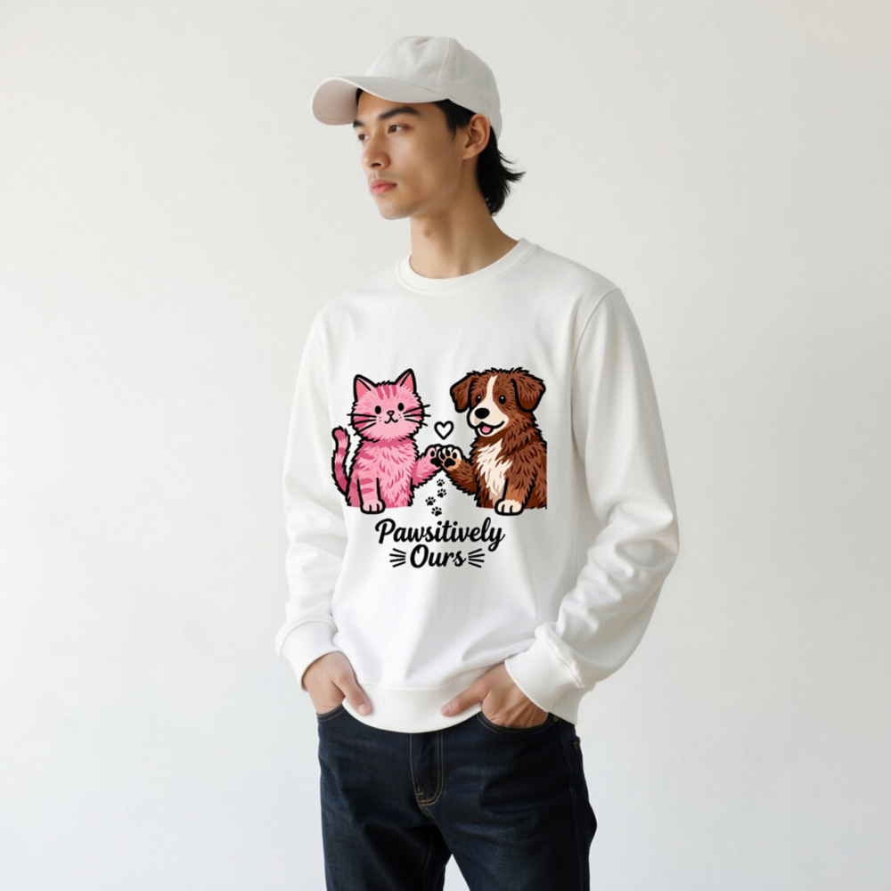 Unisex Organic Sweatshirt | Pawositively Ours Cat & Dog Design - Image 11
