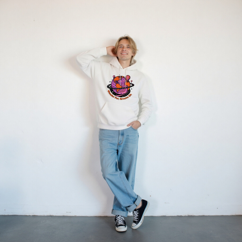 Unisex Premium Pullover Hoodie - Wander Far, Groove On Globe Design - Image 8