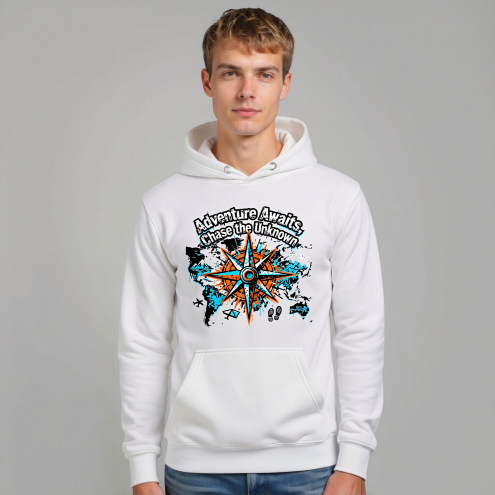 Adventure Awaits Hoodie | Unisex Premium Pullover with Compass World Map Design - Image 10