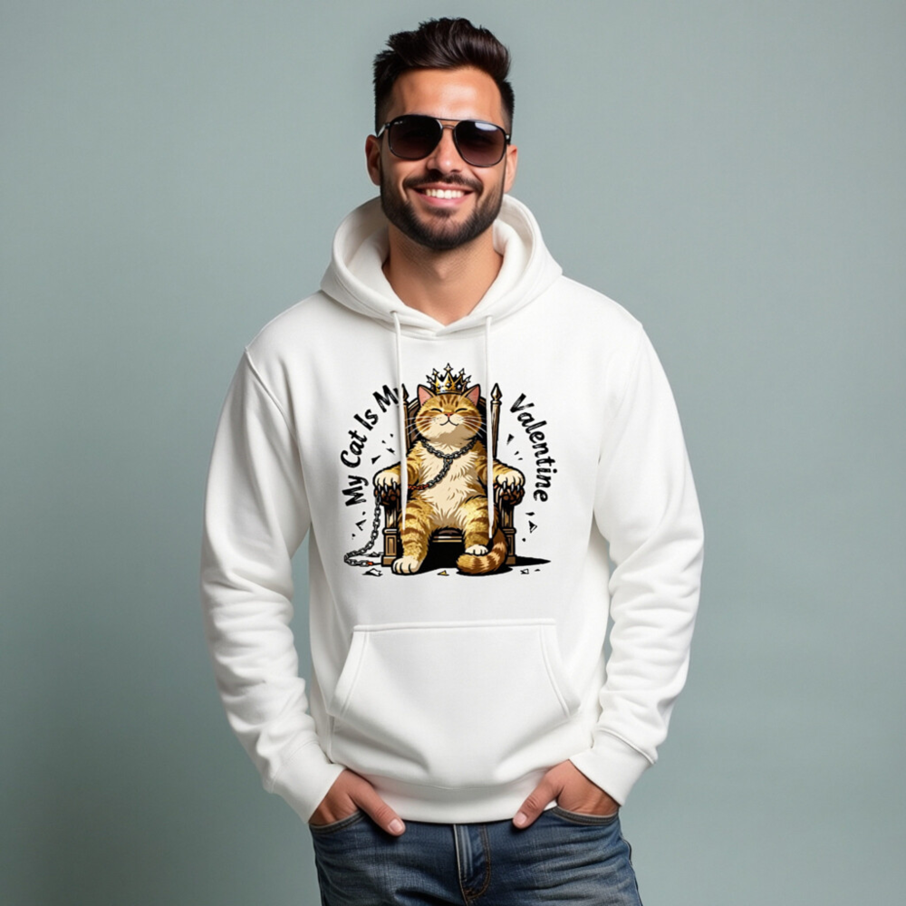 My Cat Is My Valentine Unisex Premium Pullover Hoodie - Image 7