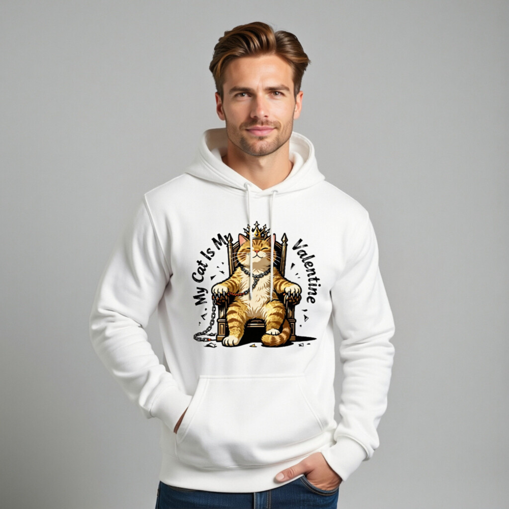 My Cat Is My Valentine Unisex Premium Pullover Hoodie - Image 11