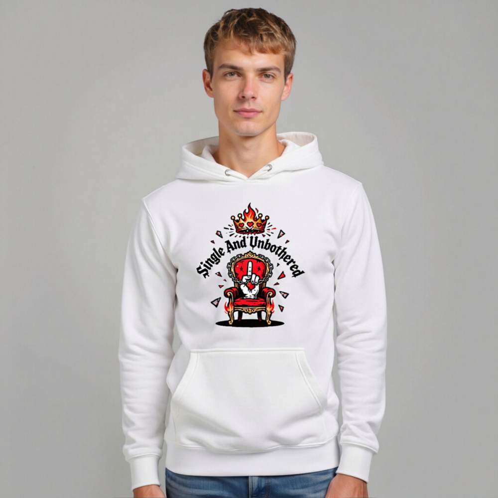 Single And Unbothered Hoodie - Premium Unisex Pullover with Crown & Throne Design - Image 10