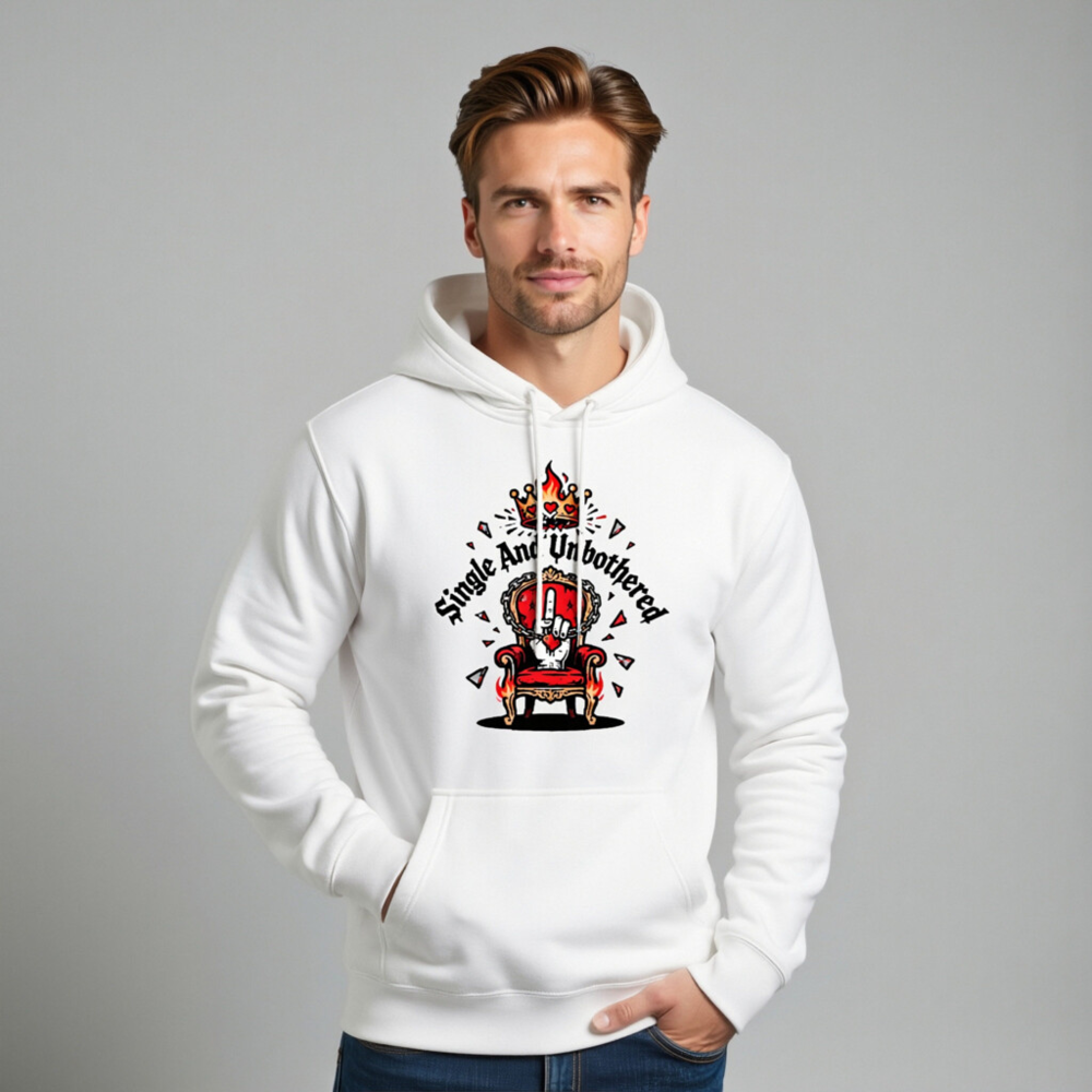 Single And Unbothered Hoodie - Premium Unisex Pullover with Crown & Throne Design - Image 11