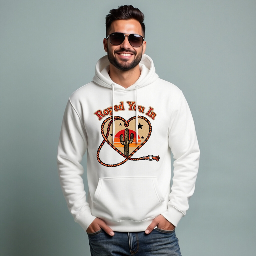 Roped You In Cactus Sunset Hoodie | Unisex Premium Pullover - Image 7