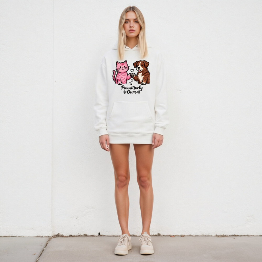 Unisex Premium Pullover Hoodie - Pawssitively Ours Cat & Dog Design - Image 4