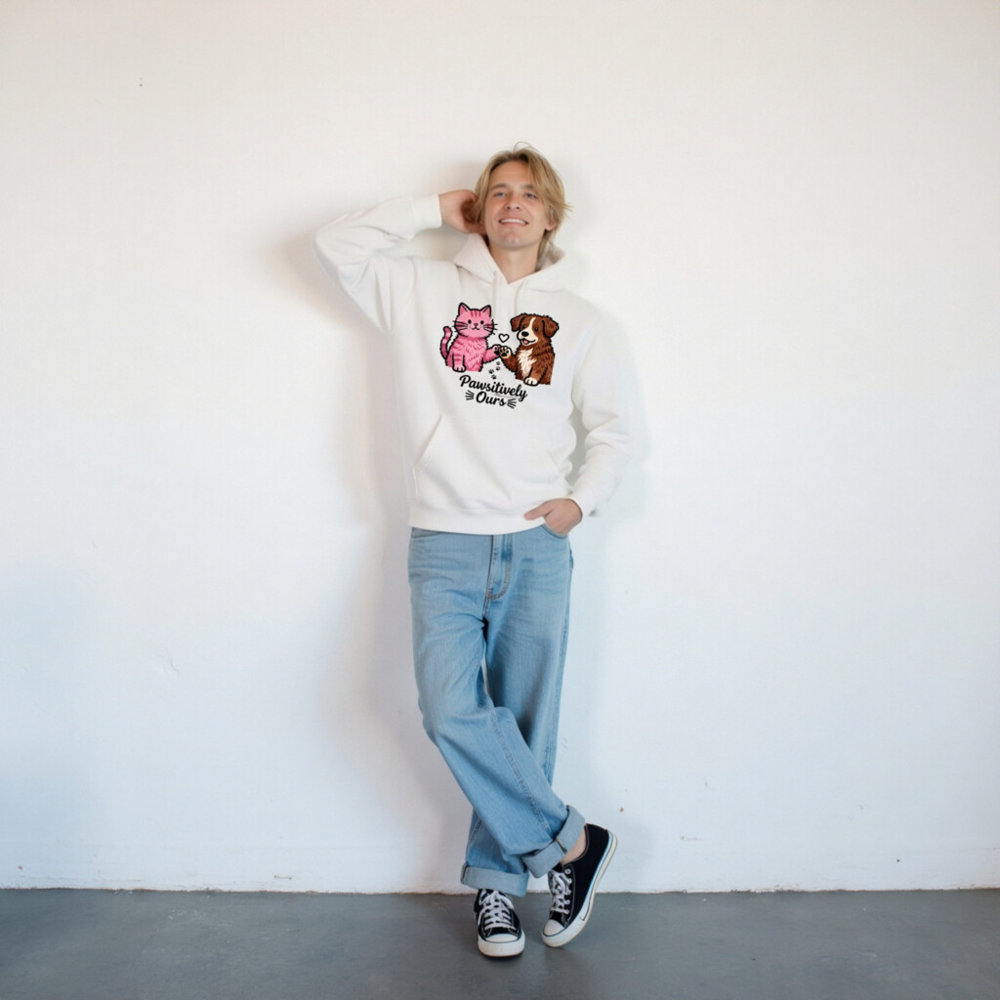 Unisex Premium Pullover Hoodie - Pawssitively Ours Cat & Dog Design - Image 8