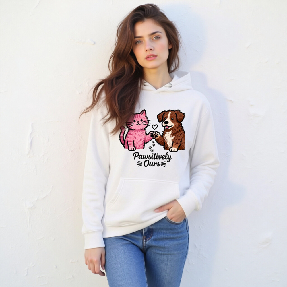 Unisex Premium Pullover Hoodie - Pawssitively Ours Cat & Dog Design - Image 9