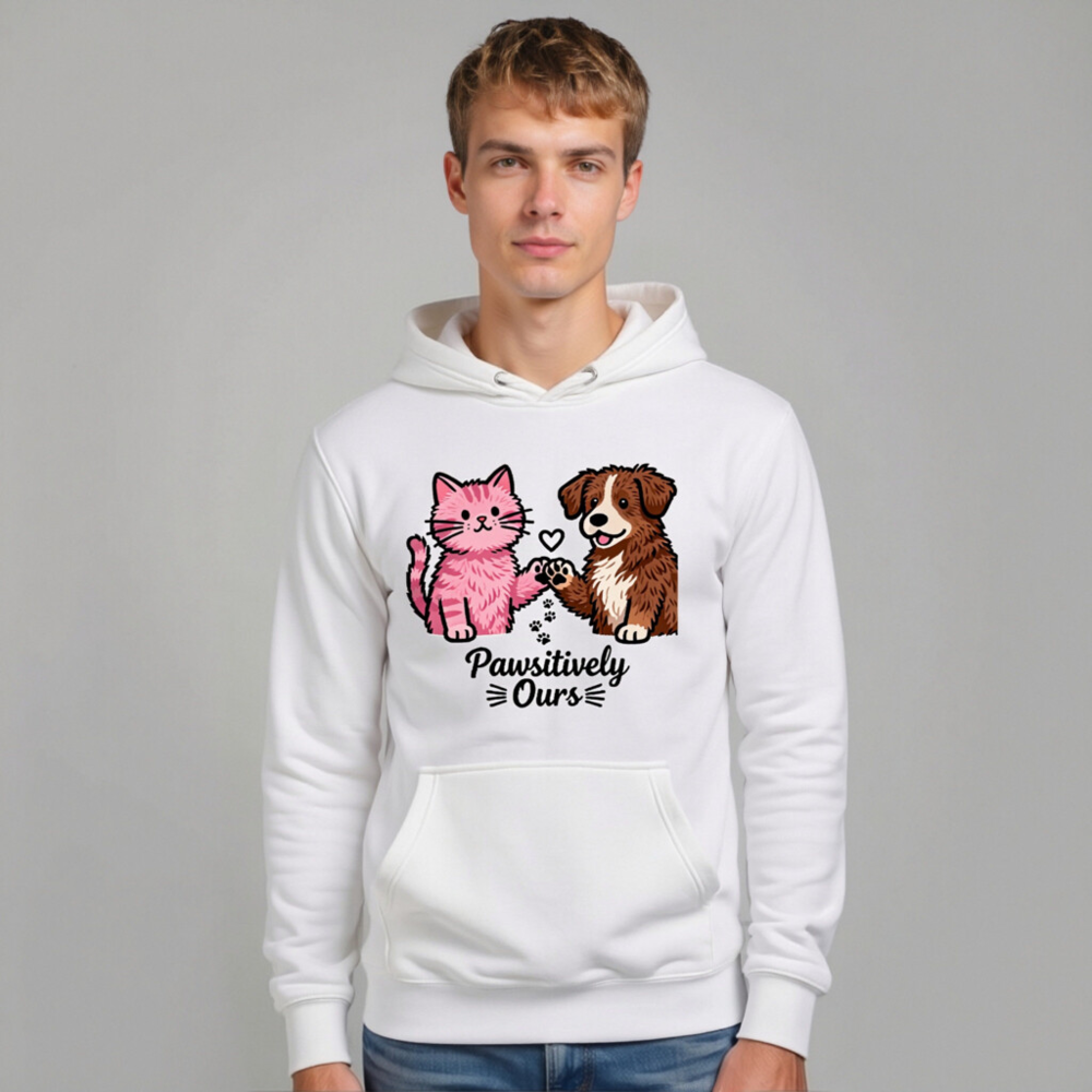 Unisex Premium Pullover Hoodie - Pawssitively Ours Cat & Dog Design - Image 10
