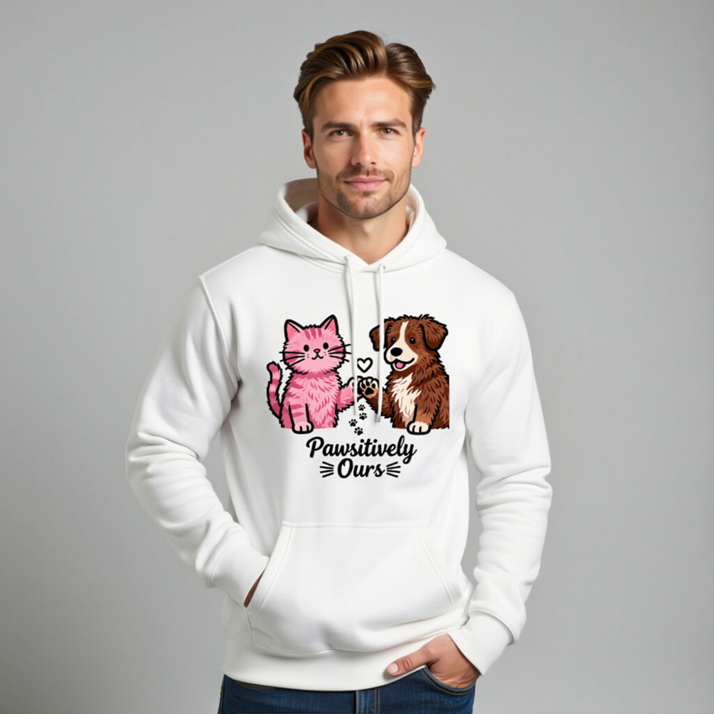 Unisex Premium Pullover Hoodie - Pawssitively Ours Cat & Dog Design - Image 11
