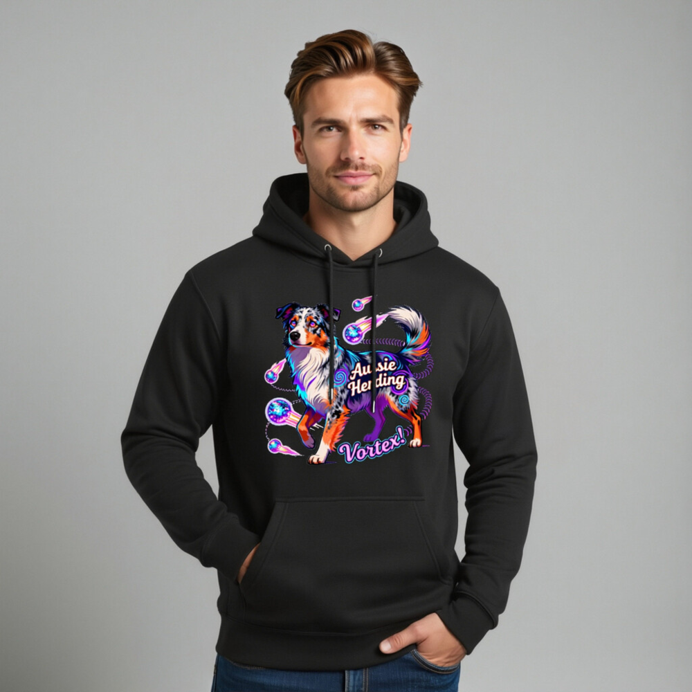 Aussie Herding Vortex! Unisex Premium Pullover Hoodie - Vibrant Dog Art - Image 11
