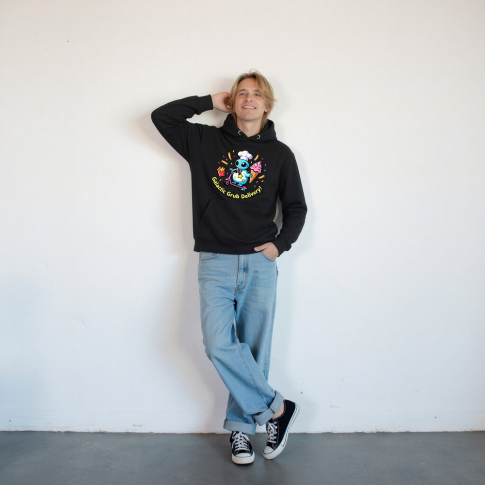 Galactic Grub Delivery! Unisex Chef Alien Hoodie - Premium Pullover - Image 7