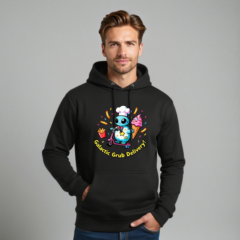 Galactic Grub Delivery! Unisex Chef Alien Hoodie - Premium Pullover - Image 11