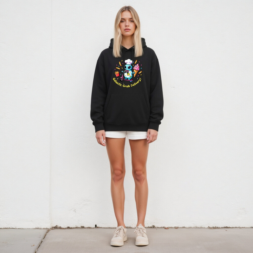 Galactic Grub Delivery! Eco Hoodie - Unisex Essential, Soft & Sustainable - Image 4