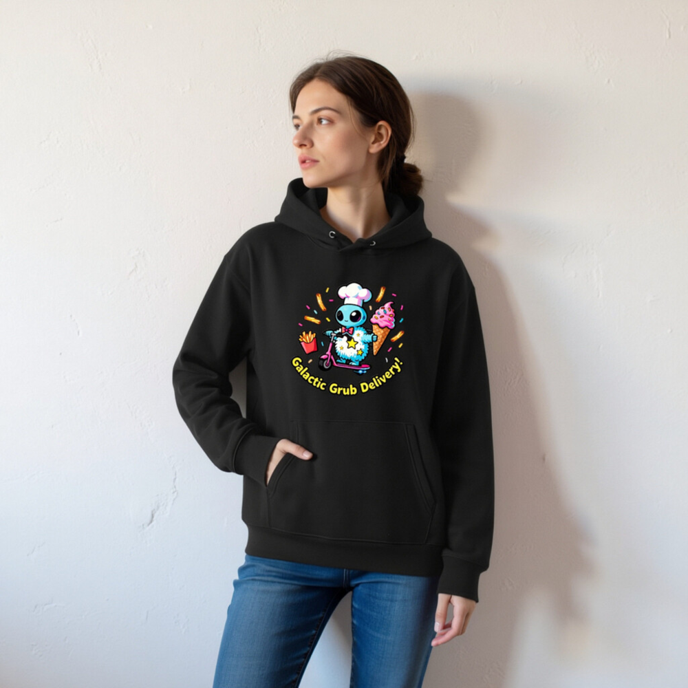 Galactic Grub Delivery! Eco Hoodie - Unisex Essential, Soft & Sustainable - Image 6