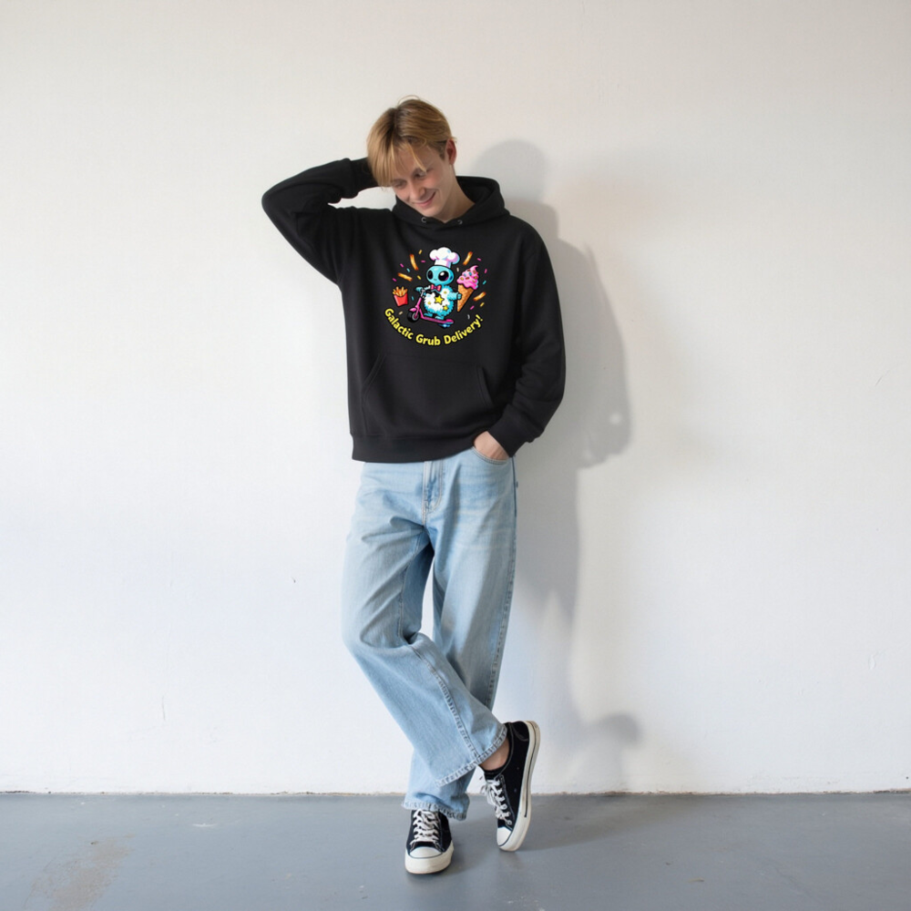Galactic Grub Delivery! Eco Hoodie - Unisex Essential, Soft & Sustainable - Image 8